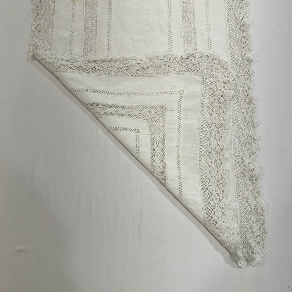 Vintage Crochet Lace Table Runner 52x17 White Openwork - Picture 2 of 7